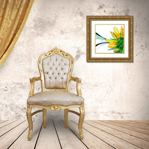 Sunflower Left Gold Ornate Wood Framed Art Print with Double Matting by Johnson