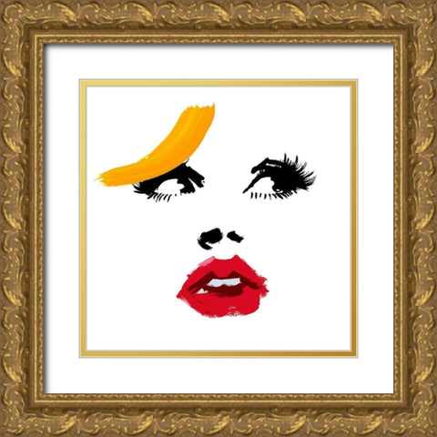 Face Gold Ornate Wood Framed Art Print with Double Matting by Johnson