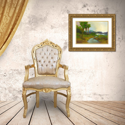 Down The River I Gold Ornate Wood Framed Art Print with Double Matting by Larson
