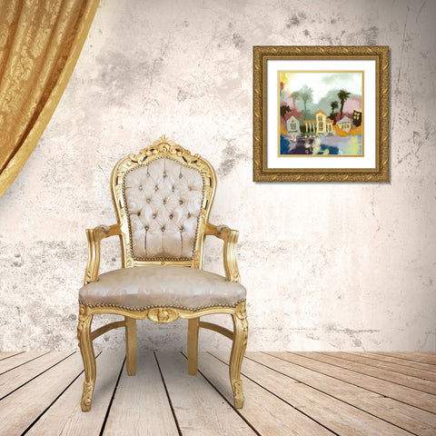 Little Toy Town II Gold Ornate Wood Framed Art Print with Double Matting by Larson