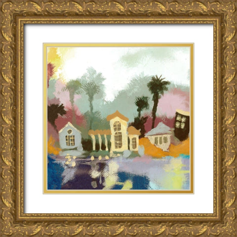 Little Toy Town II Gold Ornate Wood Framed Art Print with Double Matting by Larson