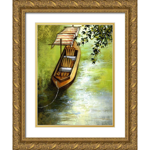Going Boating On The Lake Gold Ornate Wood Framed Art Print with Double Matting by Larson