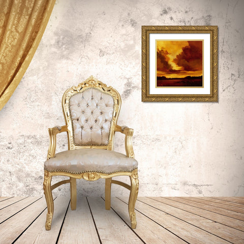 Burnished Sky I Gold Ornate Wood Framed Art Print with Double Matting by Davis