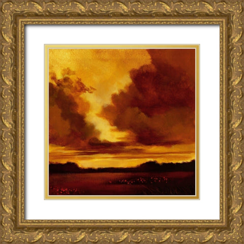 Burnished Sky I Gold Ornate Wood Framed Art Print with Double Matting by Davis