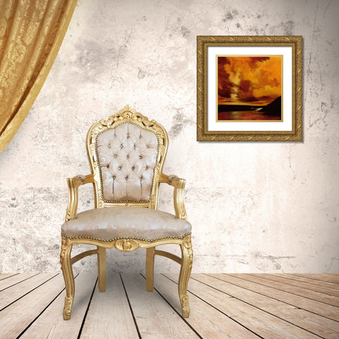 Burnished Sky II Gold Ornate Wood Framed Art Print with Double Matting by Davis