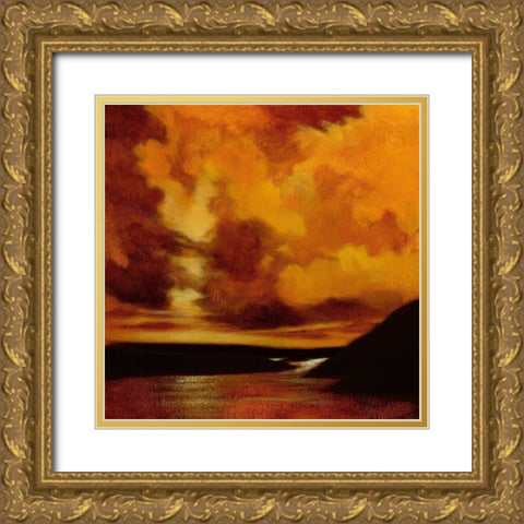 Burnished Sky II Gold Ornate Wood Framed Art Print with Double Matting by Davis