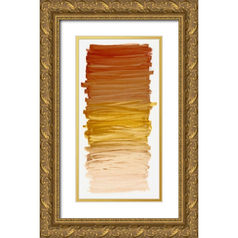 Color Strip Rust Gold Ornate Wood Framed Art Print with Double Matting by King
