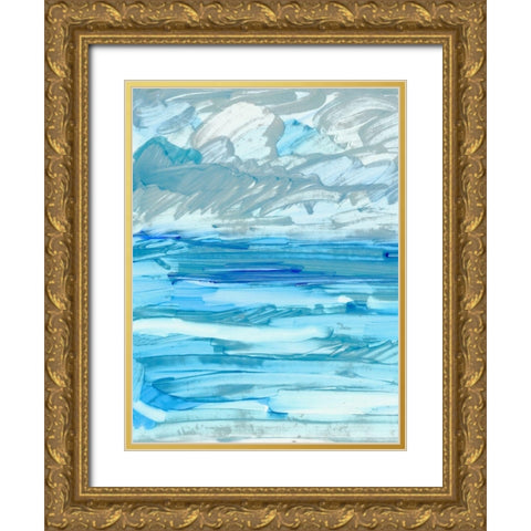 Seas I Gold Ornate Wood Framed Art Print with Double Matting by King