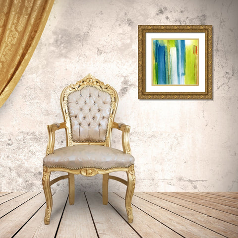 Brush Stroke III Gold Ornate Wood Framed Art Print with Double Matting by King