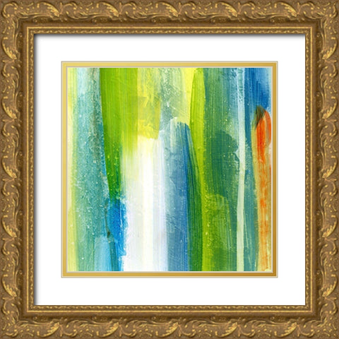 Brush Stroke IV Gold Ornate Wood Framed Art Print with Double Matting by King