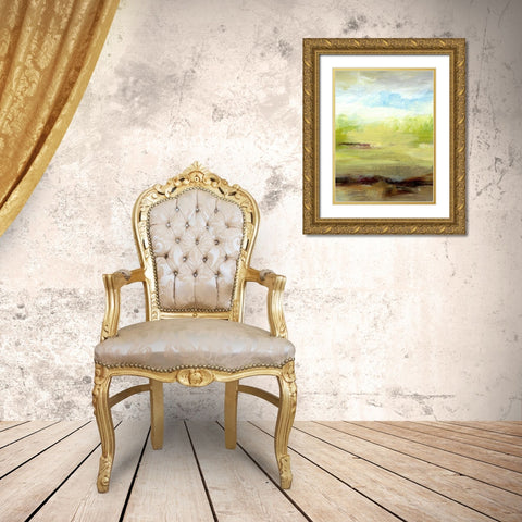 Grass Plains II Gold Ornate Wood Framed Art Print with Double Matting by King