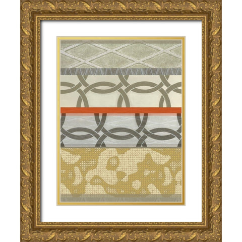 Linked Rust I Gold Ornate Wood Framed Art Print with Double Matting by Nola