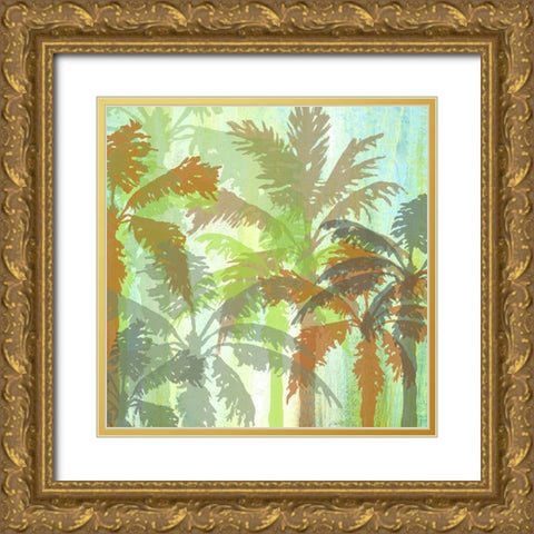 Palm Shadows I Gold Ornate Wood Framed Art Print with Double Matting by Nola