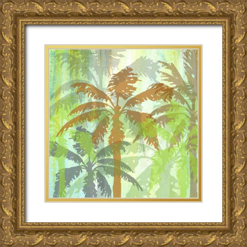 Palm Shadows II Gold Ornate Wood Framed Art Print with Double Matting by Nola