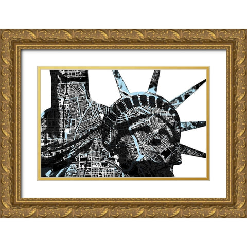 Liberty City I Gold Ornate Wood Framed Art Print with Double Matting by Nola