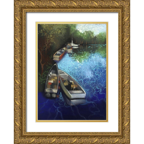 Electric Blue I Gold Ornate Wood Framed Art Print with Double Matting by Ricci