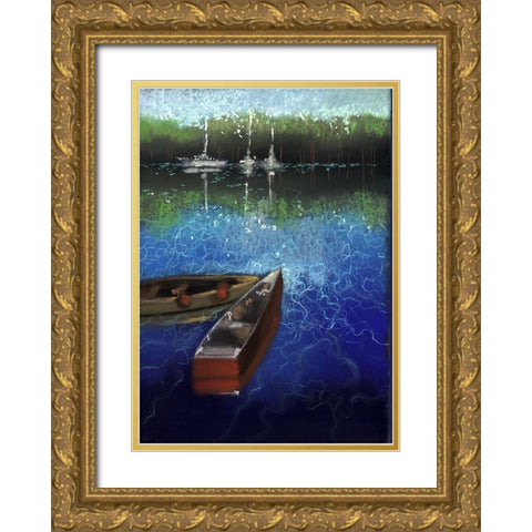Electric Blue II Gold Ornate Wood Framed Art Print with Double Matting by Ricci