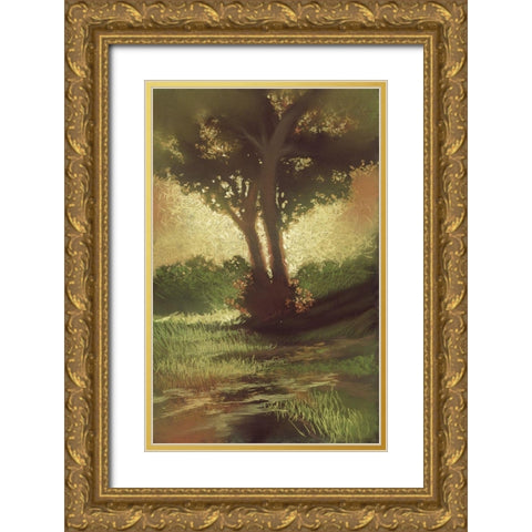 October Sun II Gold Ornate Wood Framed Art Print with Double Matting by Ricci