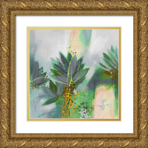 Water Lily Fusion Gold Ornate Wood Framed Art Print with Double Matting by Scott