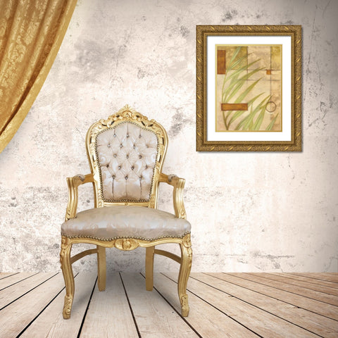 Leaf Graphic II Gold Ornate Wood Framed Art Print with Double Matting by Scott