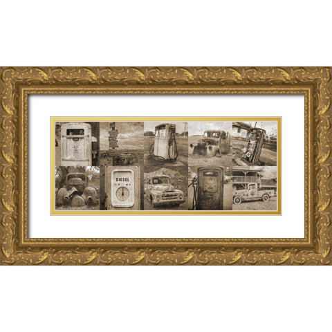 Route 66 Gold Ornate Wood Framed Art Print with Double Matting by Phillip, Jamie