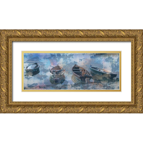 Boat Row Gold Ornate Wood Framed Art Print with Double Matting by Phillip, Jamie