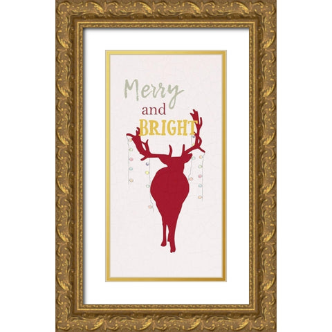Merry Christmas Gold Ornate Wood Framed Art Print with Double Matting by Phillip, Jamie