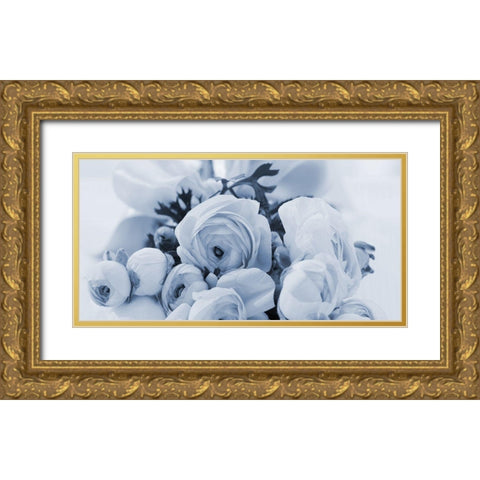Blue Rose Garden Gold Ornate Wood Framed Art Print with Double Matting by Phillip, Jamie