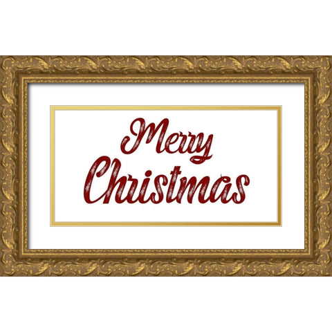 Merry Christmas Gold Ornate Wood Framed Art Print with Double Matting by Phillip, Jamie