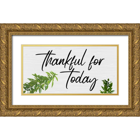 Thankful Gold Ornate Wood Framed Art Print with Double Matting by Phillip, Jamie