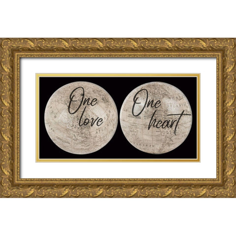 Love Map Gold Ornate Wood Framed Art Print with Double Matting by Phillip, Jamie