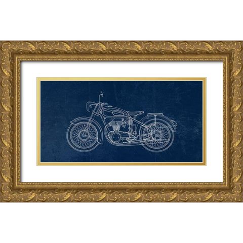 Blue Print Gold Ornate Wood Framed Art Print with Double Matting by Phillip, Jamie