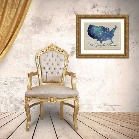 Star Spangled Banner Gold Ornate Wood Framed Art Print with Double Matting by Phillip, Jamie