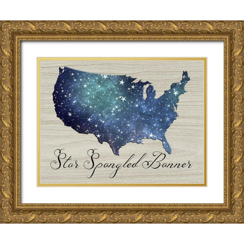 Star Spangled Banner Gold Ornate Wood Framed Art Print with Double Matting by Phillip, Jamie