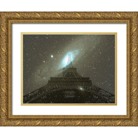 Paris In Space Gold Ornate Wood Framed Art Print with Double Matting by Phillip, Jamie