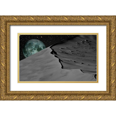 Space Moon Gold Ornate Wood Framed Art Print with Double Matting by Phillip, Jamie