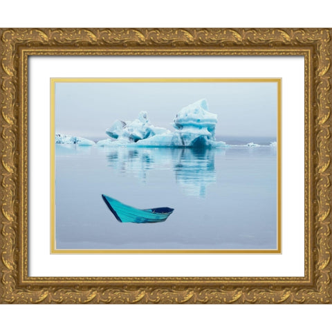 Boat On Ice Gold Ornate Wood Framed Art Print with Double Matting by Phillip, Jamie
