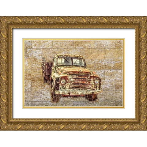 Vintage Truck Gold Ornate Wood Framed Art Print with Double Matting by Phillip, Jamie