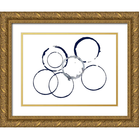 Blue Rings Gold Ornate Wood Framed Art Print with Double Matting by Phillip, Jamie