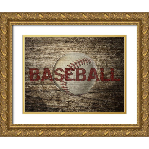 Baseball Gold Ornate Wood Framed Art Print with Double Matting by Phillip, Jamie