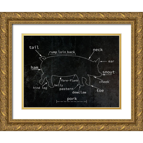 Pig Gold Ornate Wood Framed Art Print with Double Matting by Phillip, Jamie