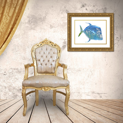 Blue Fish Gold Ornate Wood Framed Art Print with Double Matting by Phillip, Jamie