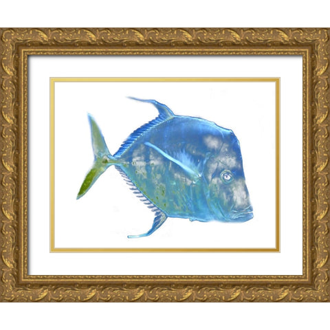 Blue Fish Gold Ornate Wood Framed Art Print with Double Matting by Phillip, Jamie
