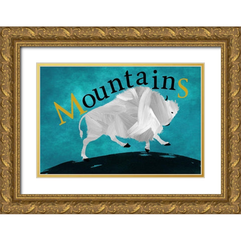 Mountain Bison Gold Ornate Wood Framed Art Print with Double Matting by Phillip, Jamie