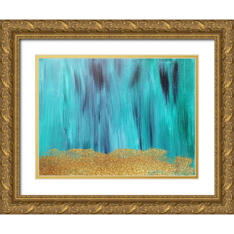 Emerald Green And Gold Gold Ornate Wood Framed Art Print with Double Matting by Phillip, Jamie