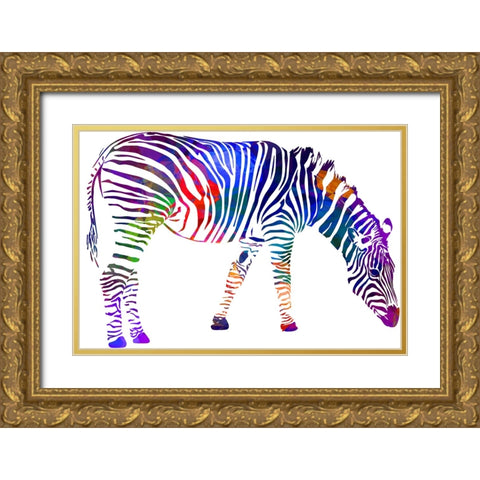 Zebra Gold Ornate Wood Framed Art Print with Double Matting by Phillip, Jamie