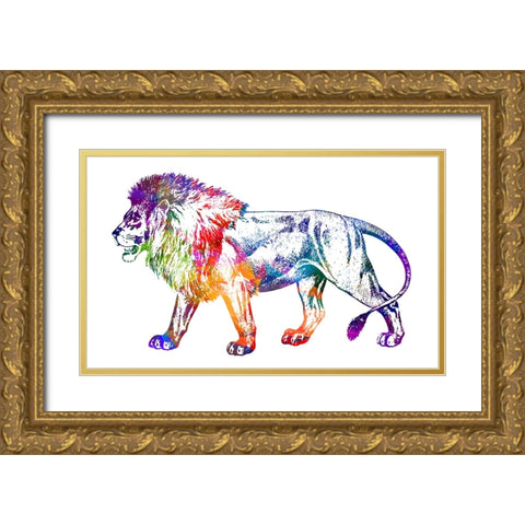Lion Gold Ornate Wood Framed Art Print with Double Matting by Phillip, Jamie