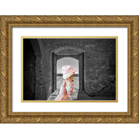 Ice Cream Door 1 Gold Ornate Wood Framed Art Print with Double Matting by Phillip, Jamie