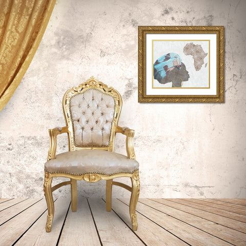 Mama Africa Gold Ornate Wood Framed Art Print with Double Matting by Phillip, Jamie