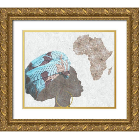 Mama Africa Gold Ornate Wood Framed Art Print with Double Matting by Phillip, Jamie